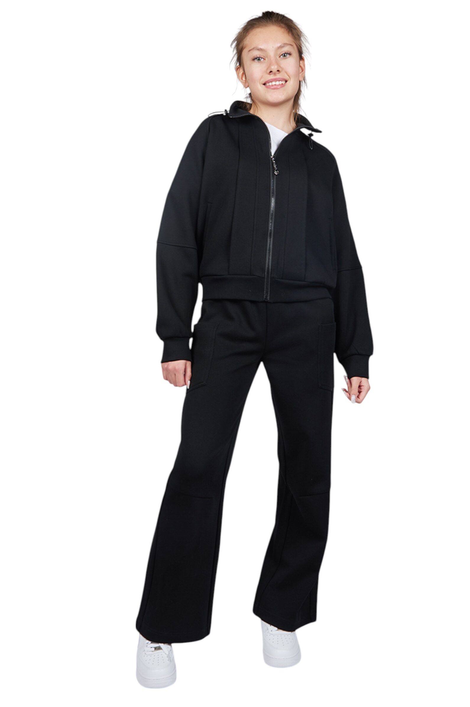 Брюки дев. АРТ.G-TR25334,чер,хл-пэ